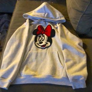 Minnie Mouse Disney Hoodie XL Ash Gray Hooded Sweatshirt. Excellent condition.